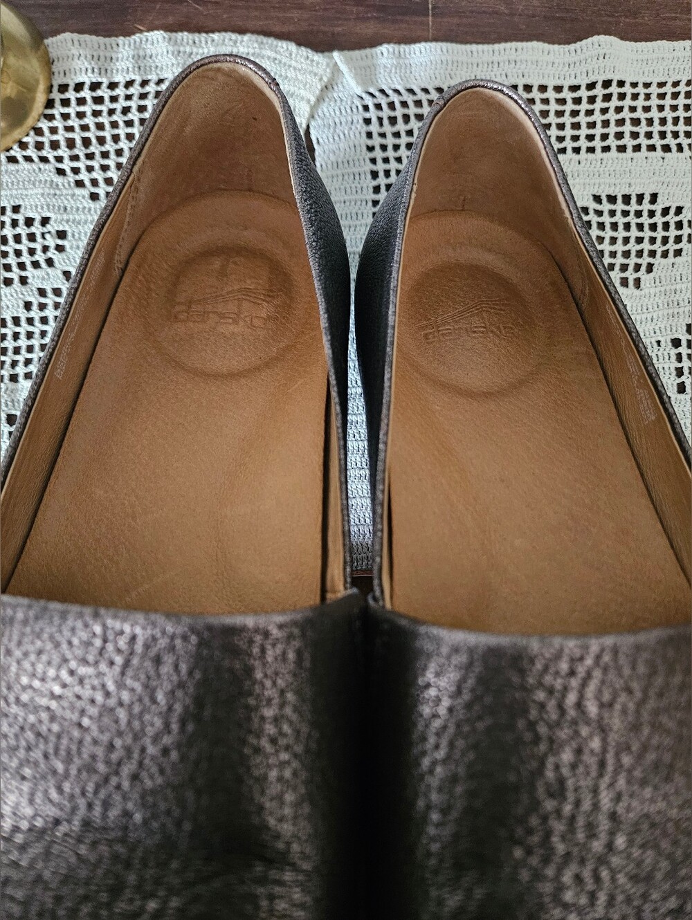 Dansko Larisa Upper Leather Pewter Metallic Loafers Size 9. - Picture 6 of 10